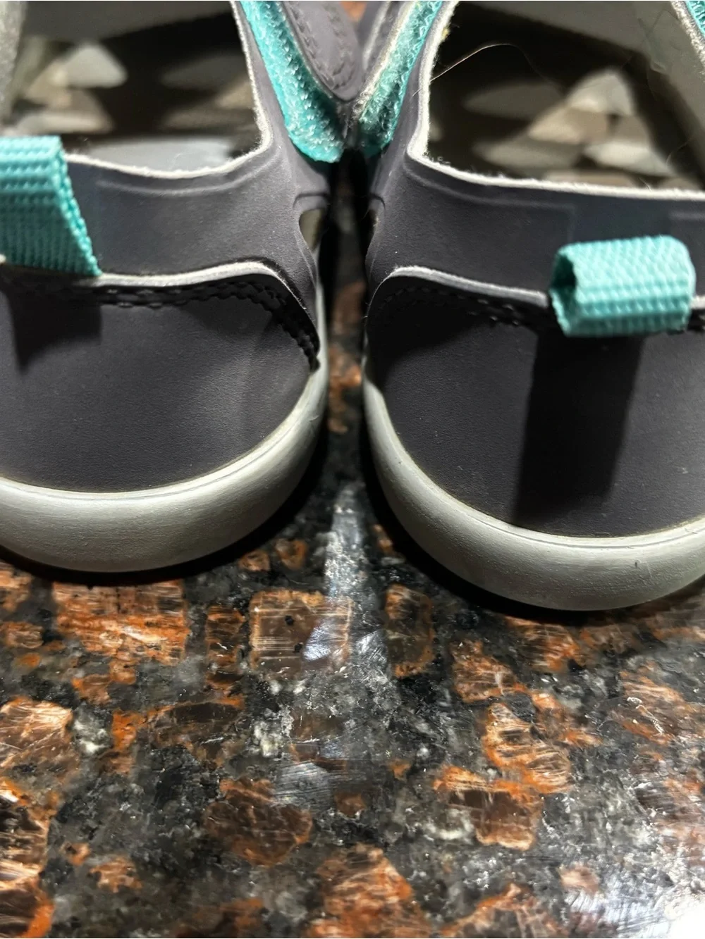 Toddler Gray Sandals with Teal Accents - Secure Hook & Loop Fit